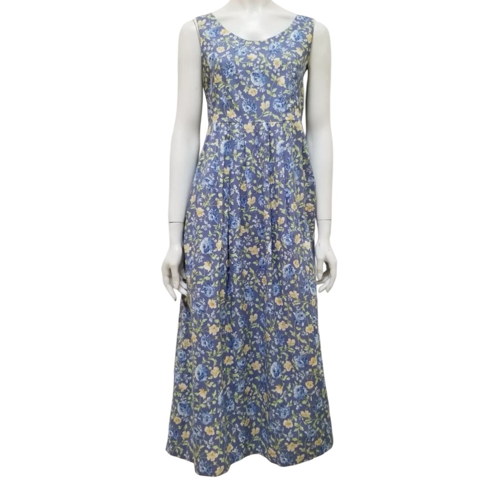 LAURA ASHLEY Vintage Floral Blue Maxi Dress